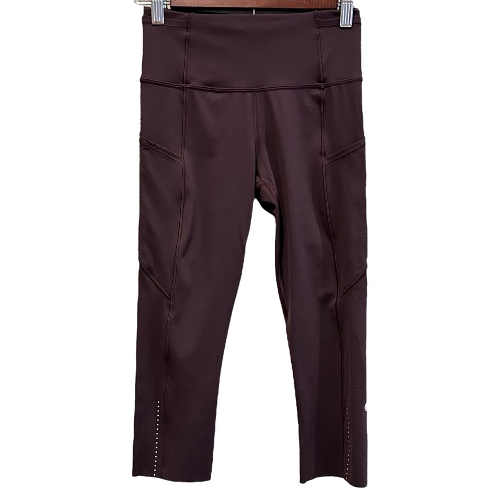 Lululemon ‘Fast Free’ Crop II *Nulux 19" Pelt Women’s Size 4 Pockets Gym - Picture 3 of 13